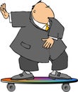 Businessman on a skateboard