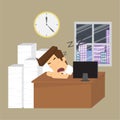 Businessman, sleep, work overtime Royalty Free Stock Photo