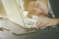 Businessman sleeping at his desk working