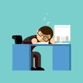Businessman sleeping on his office desk top Royalty Free Stock Photo