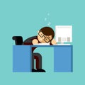 Businessman sleeping on his office desk top