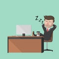 Businessman Sleeping At Work Color Illustration Royalty Free Stock Photo