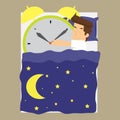 Businessman sleeps with alarm clock Royalty Free Stock Photo