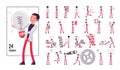 Businessman, smart male office worker character set, pose sequences