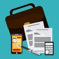 Businessman smartphone pen cv document calculator suitcase icon. Royalty Free Stock Photo