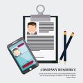 Businessman smartphone pencil cv document icon