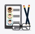 Businessman smartphone pencil glasses cv document icon. Vector g