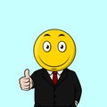 Businessman Smile Emoticon Thumb Up Color Illustration