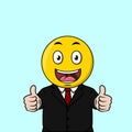 Businessman Smile Emoticon Thumb Up Color Illustration