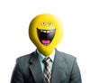 Businessman with smiley face instead of head