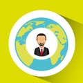 Businessman social media world map