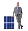 Businessman solar panel on alternative energy concept. Royalty Free Stock Photo