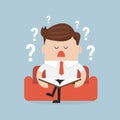 Businessman solving problem, vector illustion flat design style.