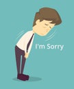Businessman sorry, apologize.cartoon of business,employee unsuccess is the concept of the man characters business, the mood of