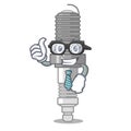 Businessman spark plug in a cartoon box