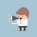 Businessman speaking through megaphone Royalty Free Stock Photo