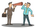 businessman speaks using megaphone illustration