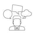 Businessman with speech bubbles in black and white Royalty Free Stock Photo