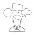 Businessman with speech bubbles in black and white Royalty Free Stock Photo