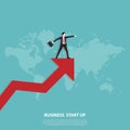 Businessman stand on red arrow up to the success Royalty Free Stock Photo