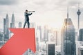 Businessman standing on abstract red arrow Royalty Free Stock Photo