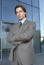 Businessman Standing Arms Crossed Outside Office Royalty Free Stock Photo