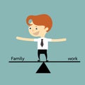 Businessman standing balance life with family and work vector