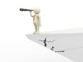 Businessman standing on a cliff with monocular. Business concept of leadership