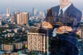 Businessman standing and cross arm