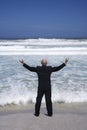 Businessman Standing On Edge Of Sea Royalty Free Stock Photo