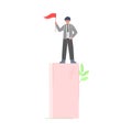 Businessman Standing with Flag on Top of Rising Diagram Column Cartoon Vector Illustration Royalty Free Stock Photo