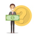 Businessman standing in front of golden coin Royalty Free Stock Photo