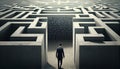 Businessman standing in front of a labyrinth. Generative Ai Royalty Free Stock Photo