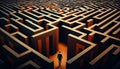 Businessman standing in front of a labyrinth. Generative Ai Royalty Free Stock Photo
