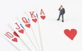 Businessman standing on the gamble card Royalty Free Stock Photo