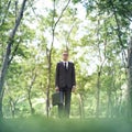 Businessman Standing Green Grass Thinking Concept Royalty Free Stock Photo