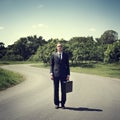 Businessman Standing Green Grass Thinking Concept Royalty Free Stock Photo