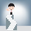 Businessman standing on highest stairs, illustration vector in flat design Royalty Free Stock Photo