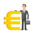 Businessman standing near with euro sign