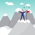 Businessman Standing On Pinnacle Of The Mountain Royalty Free Stock Photo