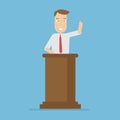 Businessman standing at a podium giving a speech Royalty Free Stock Photo