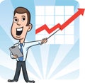 Businessman standing pointing at chart