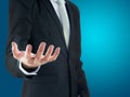 Businessman standing posture show hand isolated