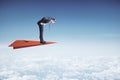 Businessman standing on red paper plane Royalty Free Stock Photo