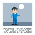 Businessman standing and say welcome Royalty Free Stock Photo
