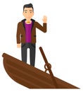 Businessman standing in sinking boat