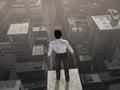 Businessman standing on the skyscraper top