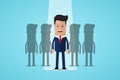 Businessman standing in spotlight. Recruitment and choosing best candidates. Human resources management, finding professional Royalty Free Stock Photo