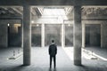 Businessman standing in underground parking interior Royalty Free Stock Photo