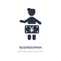 businessman standing with yen icon on white background. Simple element illustration from People concept Royalty Free Stock Photo